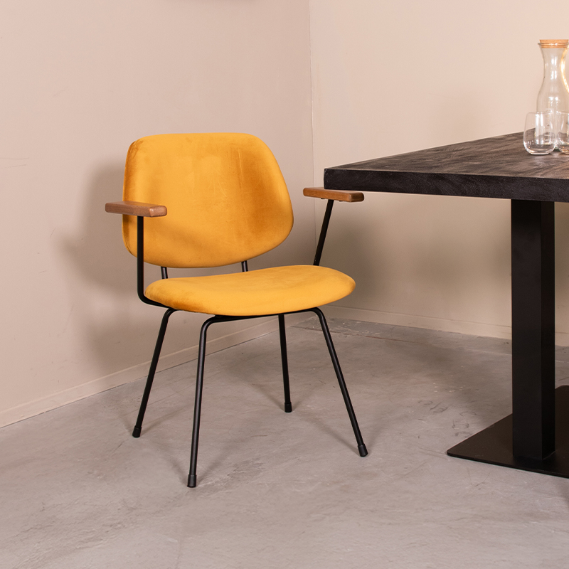Eetkamerstoel Gastron - Zonder armleuning - Oker - Fluweel - LABEL51