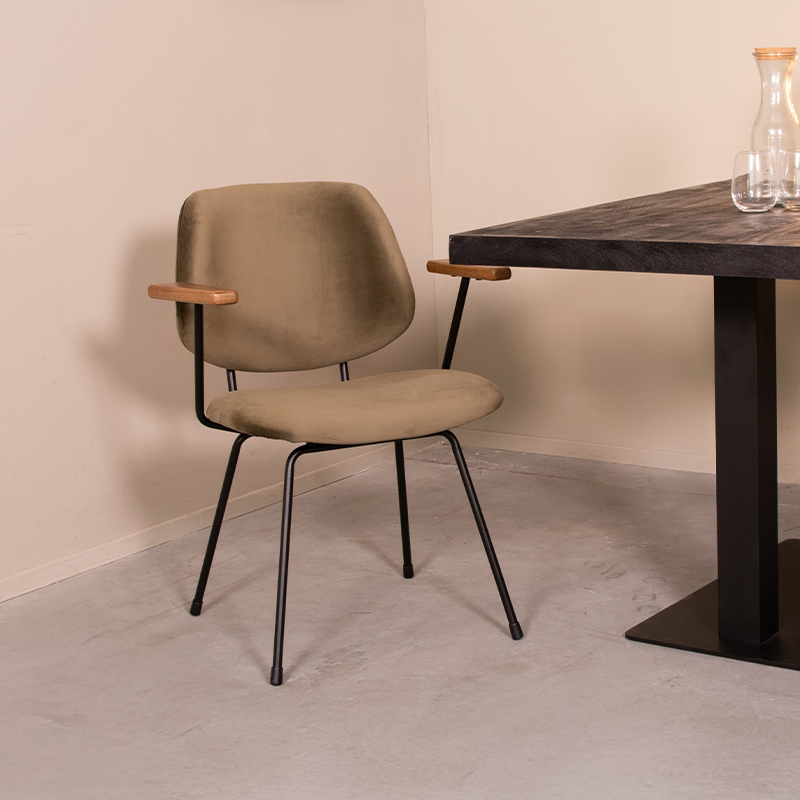 Eetkamerstoel Gastron - Zonder armleuning - Hunter - Fluweel - Industrieel - LABEL51