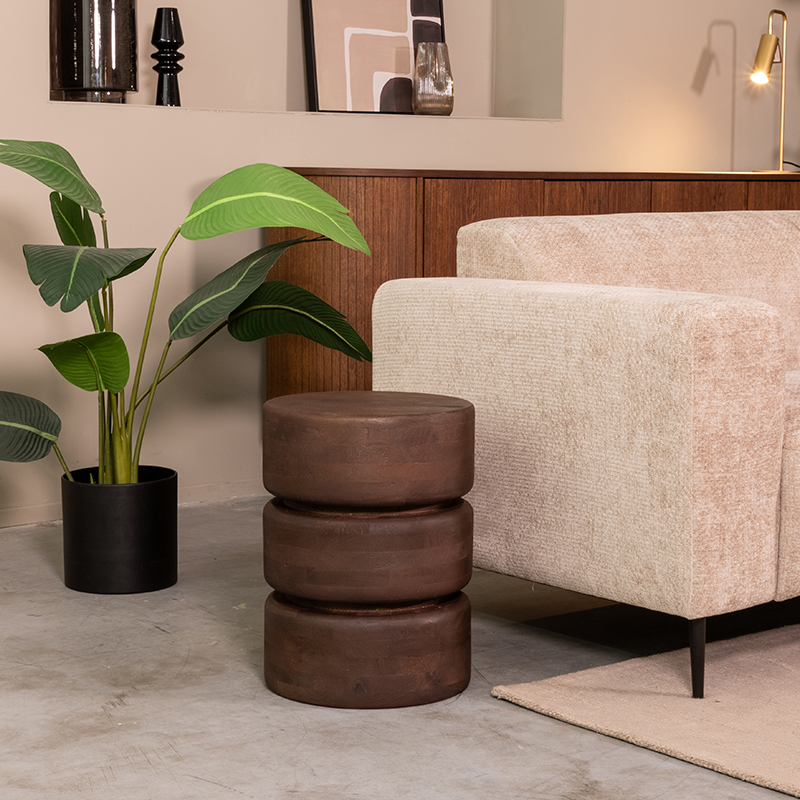 Bijzettafel Milly - 35 cm - Rond - Espresso - Mangohout - LABEL51