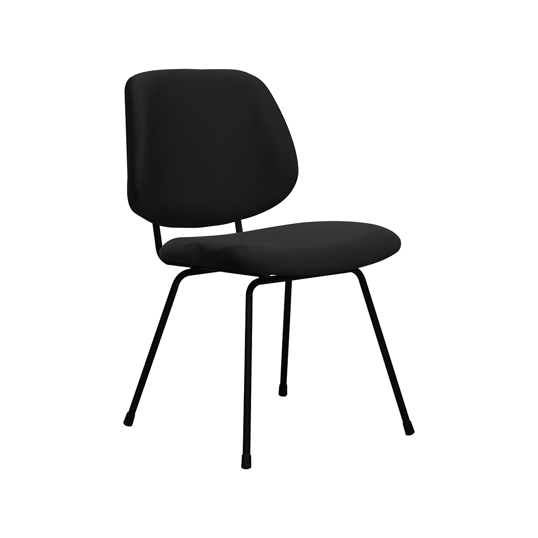 Eetkamerstoel Bello - Zonder armleuning - Zwart - Fluweel - LABEL51