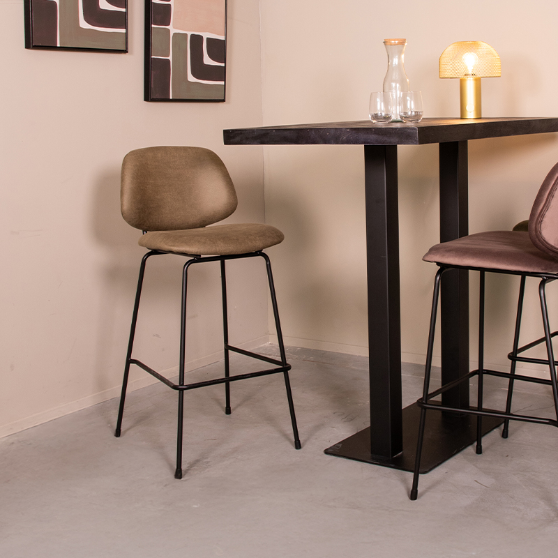 Barkruk Bello - Zonder armleuning - Hoog - Moss - Micro Suede - Modern - LABEL51