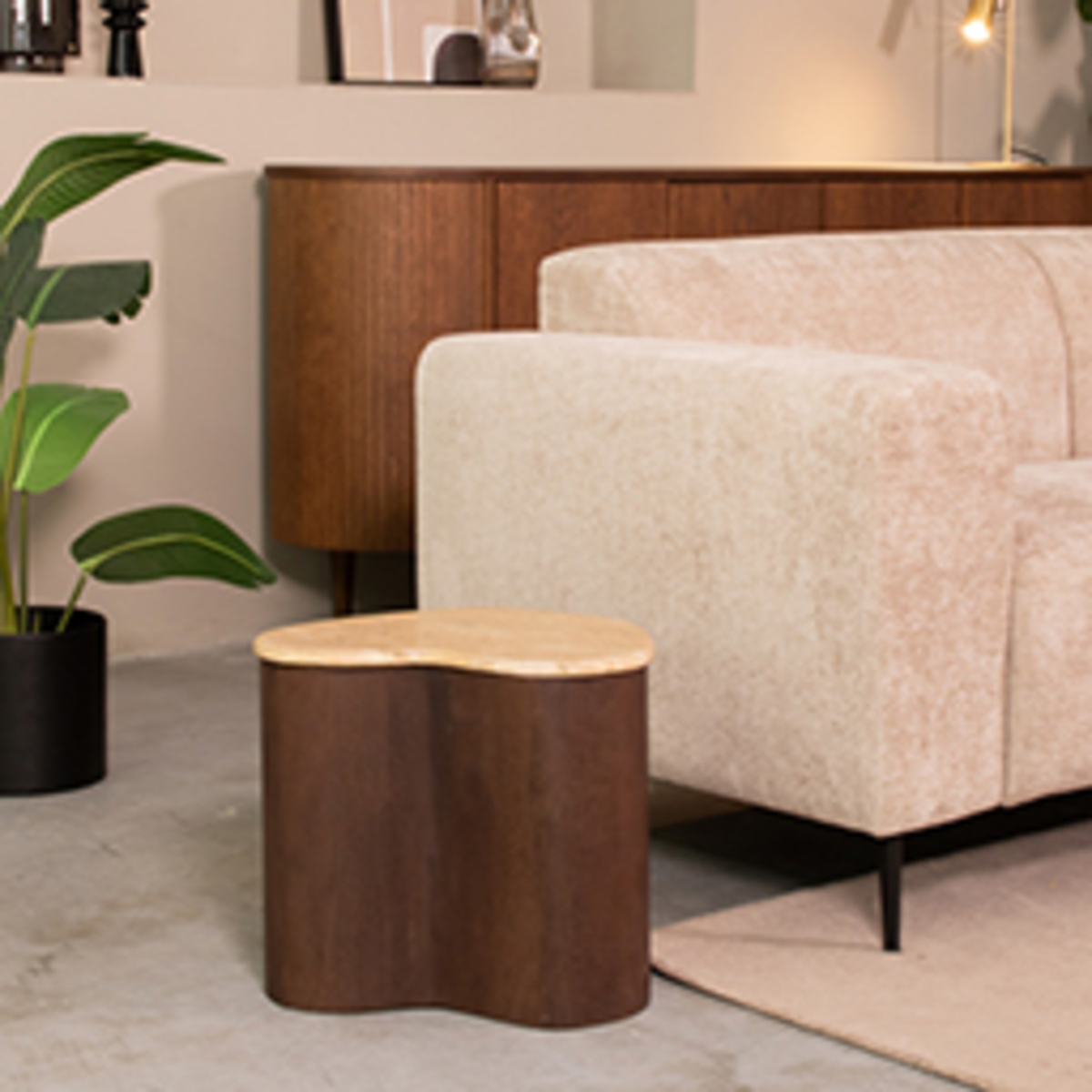 Bijzettafel Davi - Espresso - Travertin - LABEL51