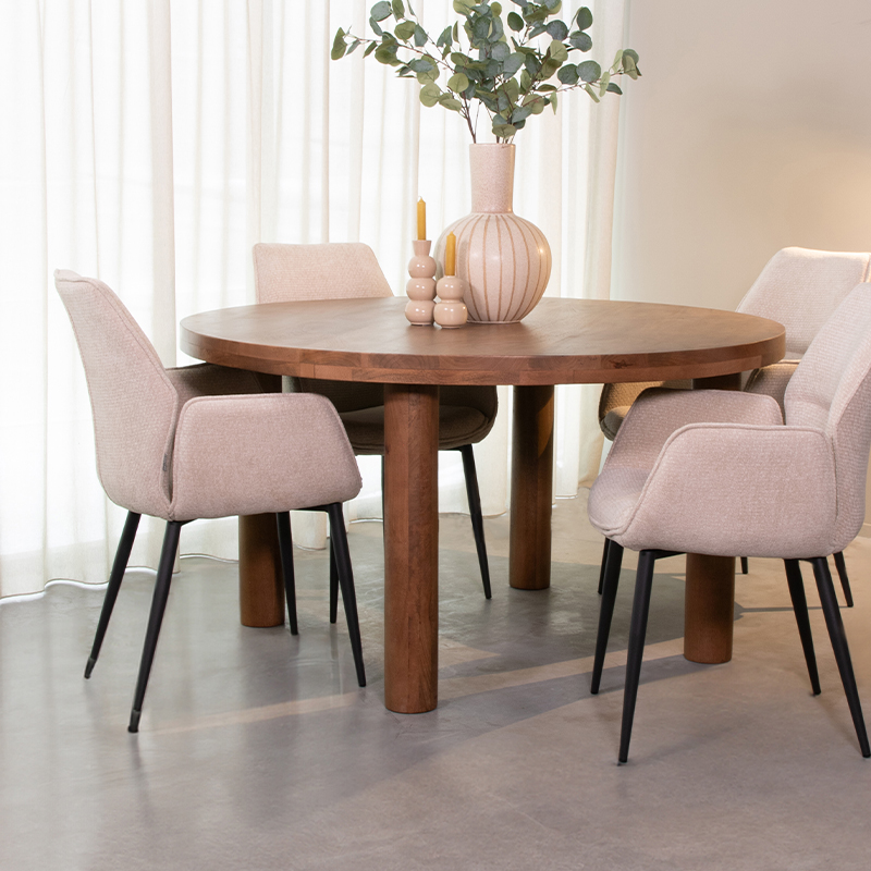 Eetkamertafel Elly - Nature Smooth - Mangohout - Landelijk - LABEL51