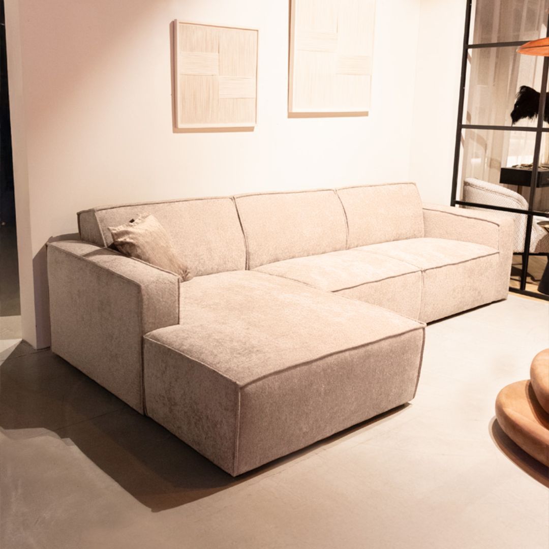 Hoekbank Palermo - Links Voorstaand - Naturel Beige - Chenille - DOK 2 Exclusive