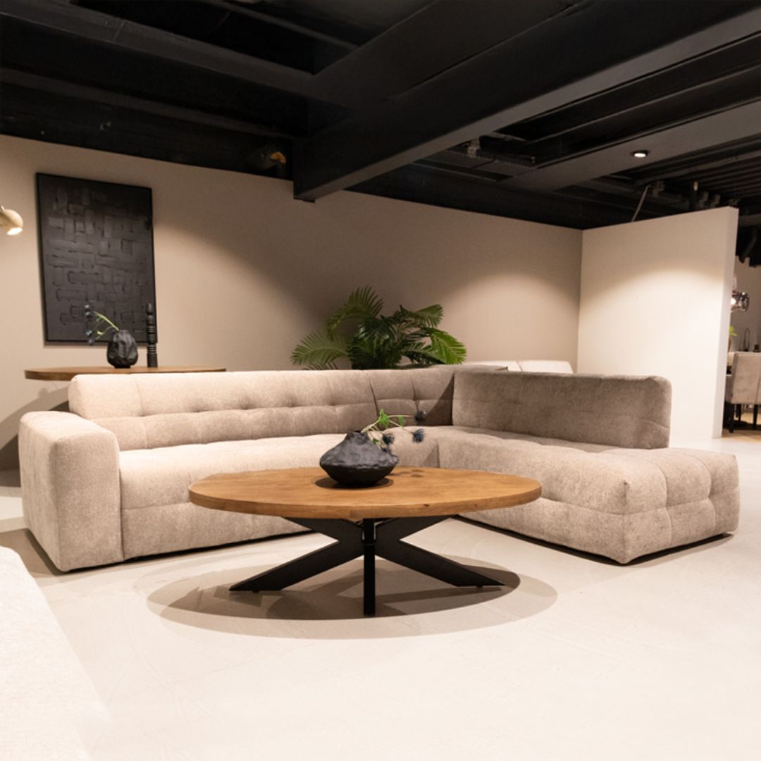 Hoekbank Danio - Rechts Voorstaand - Naturel Beige - Chenille - DOK 2 Exclusive