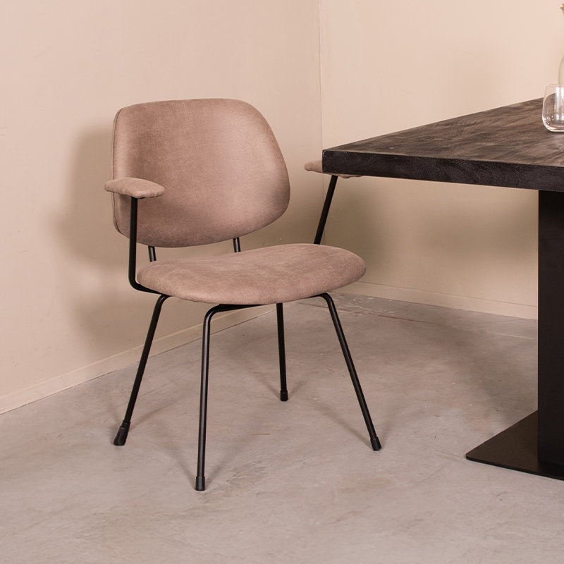Eetkamerstoel Rivano - Taupe - Micro Suede - Modern - LABEL51