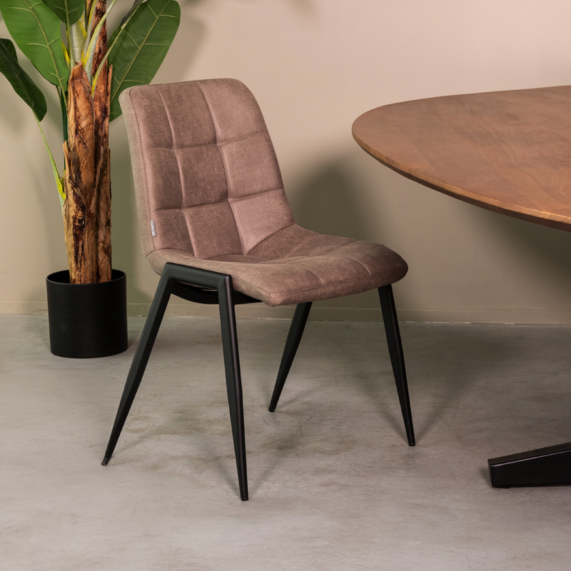 Eetkamerstoel Noor - Zonder armleuning - Taupe - Micro Suede - Modern - LABEL51