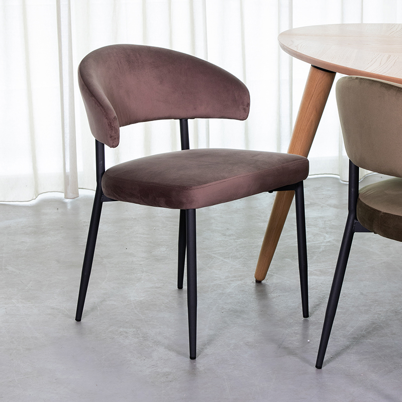 Eetkamerstoel Bliss - Zonder armleuning - Taupe - Fluweel - Landelijk - LABEL51