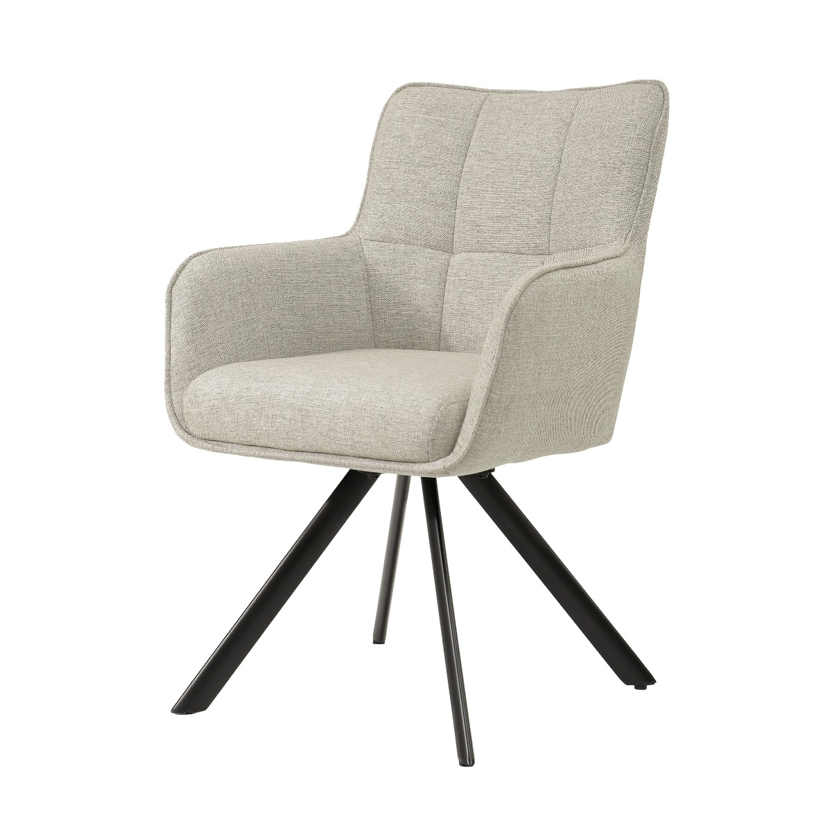 Eetkamerstoel Sand - Beige - Stof, Gecoat staal - Living Furn