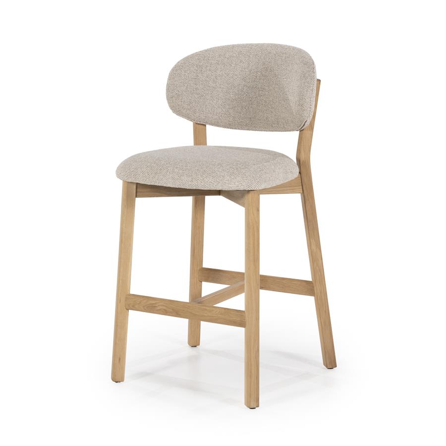 Barkruk Mikky - Zonder armleuning - 53x57,5x97,5 cm - Taupe - Stof - Japandi - Eleonora