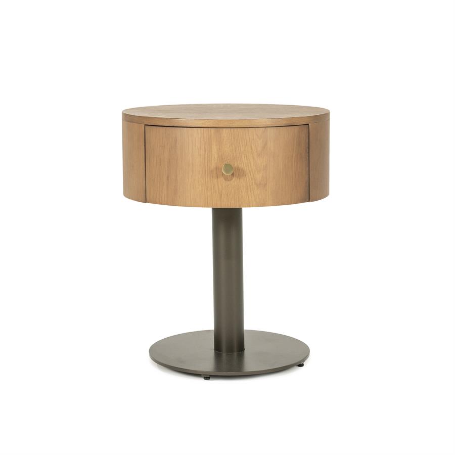 Nachtkast Skye - Lichtbruin - Eiken hout & metaal - Eleonora