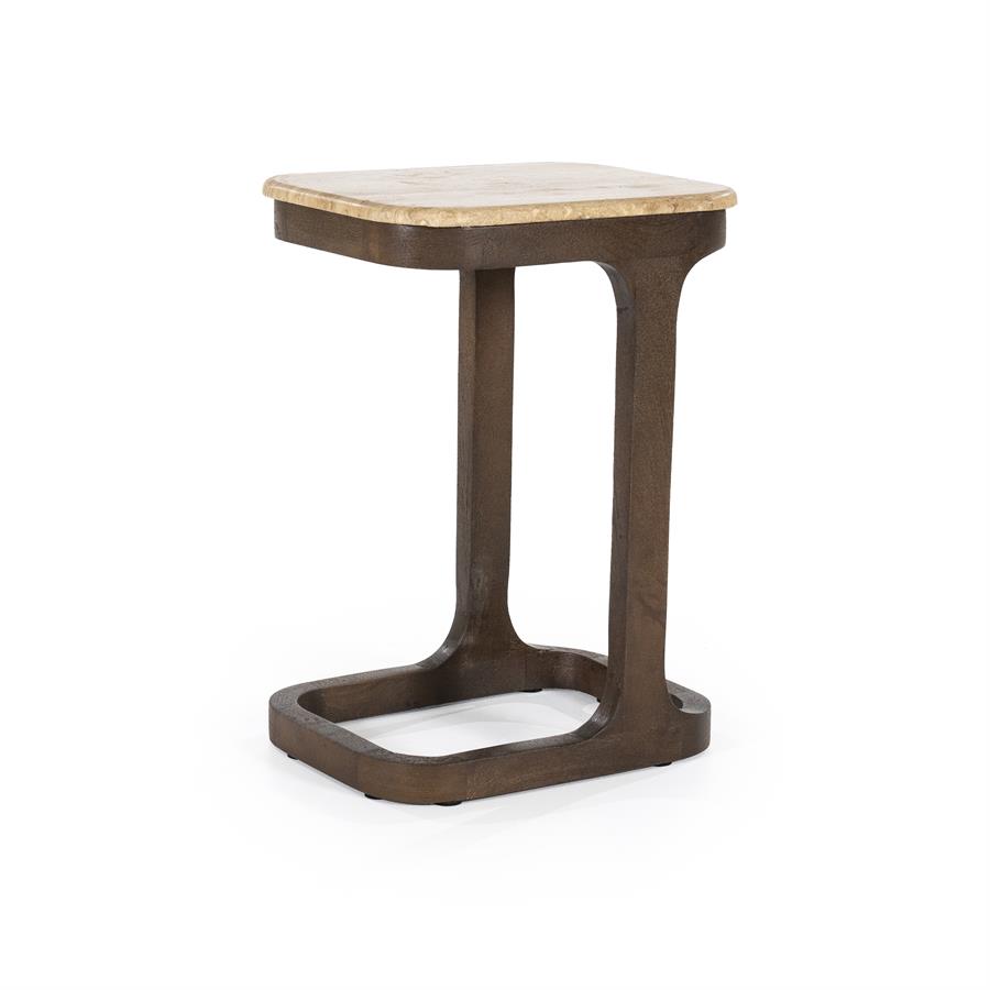 Bijzettafel Tyler - Bruin - Mango hout & travetin - Eleonora