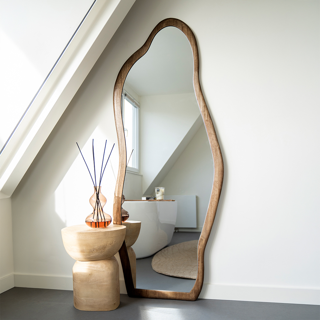 Spiegel Laban - Natuurlijk - Glas & rubberhout - By Boo