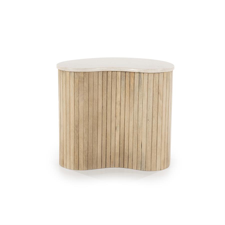 Bijzettafel Kira - Wit - Mango hout & marmer - Eleonora