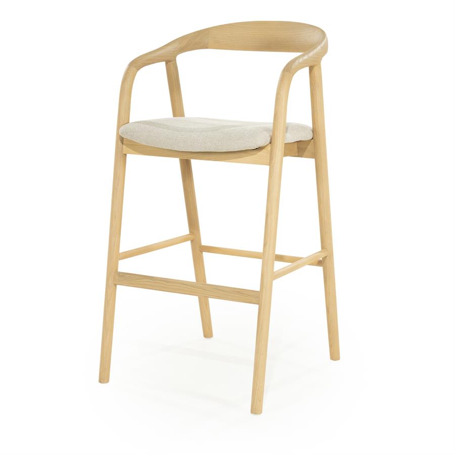 Barkruk Rayven - Zonder armleuning - 55x62,5x104 cm - Naturel Beige - Stof - Japandi - Eleonora