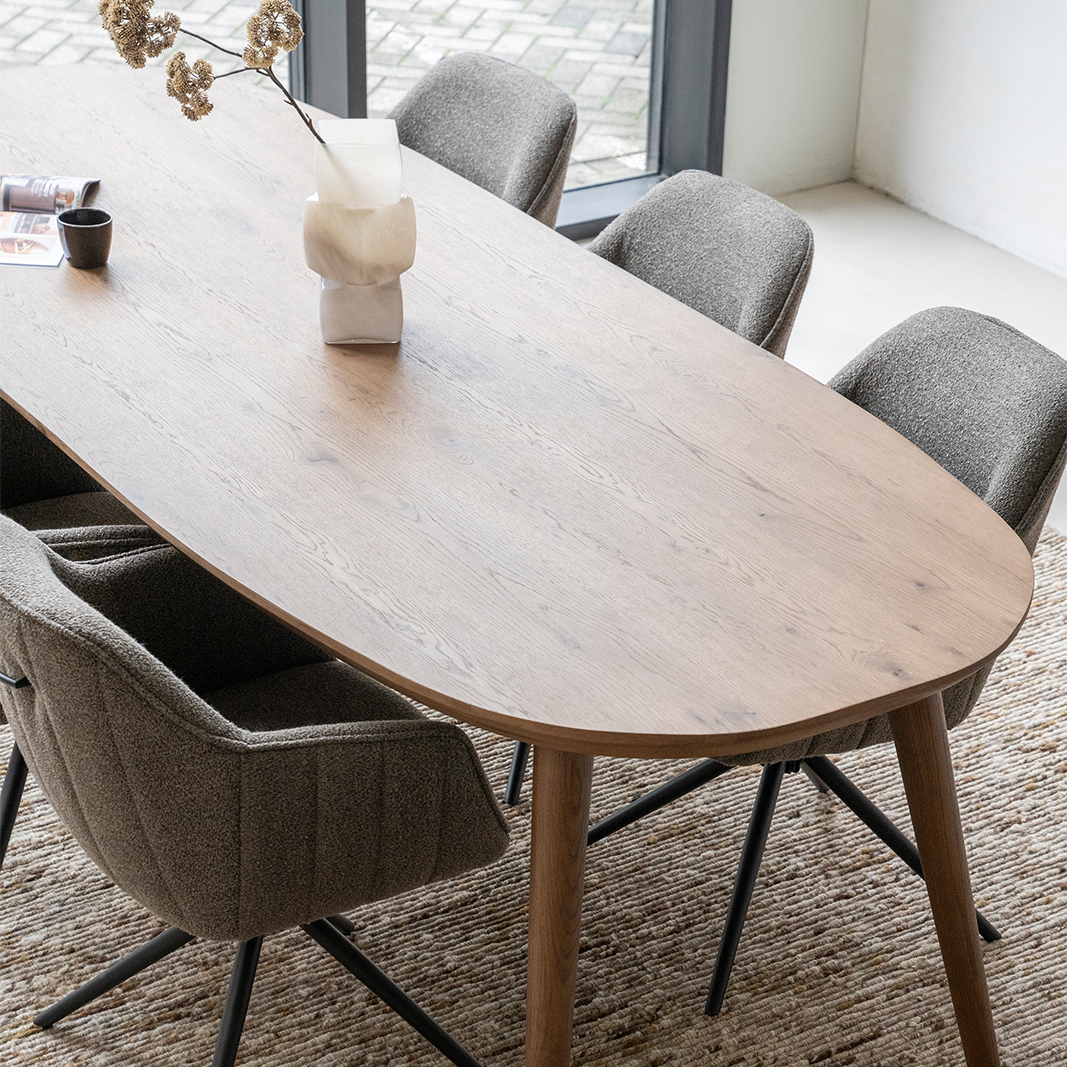 Eetkamertafel Elijah - Bruin - Eikenhout & eiken fineer - Eleonora