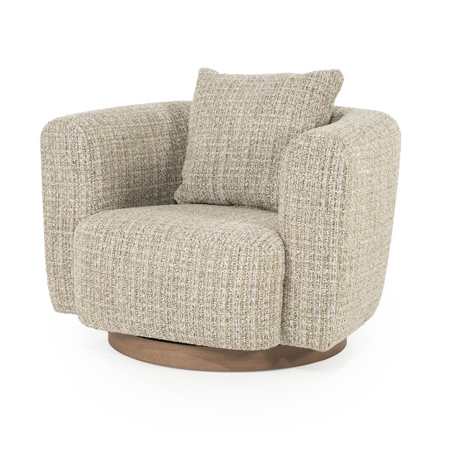 Fauteuil Jordan - Zonder armleuning - Taupe - Geweven - Japandi - Eleonora