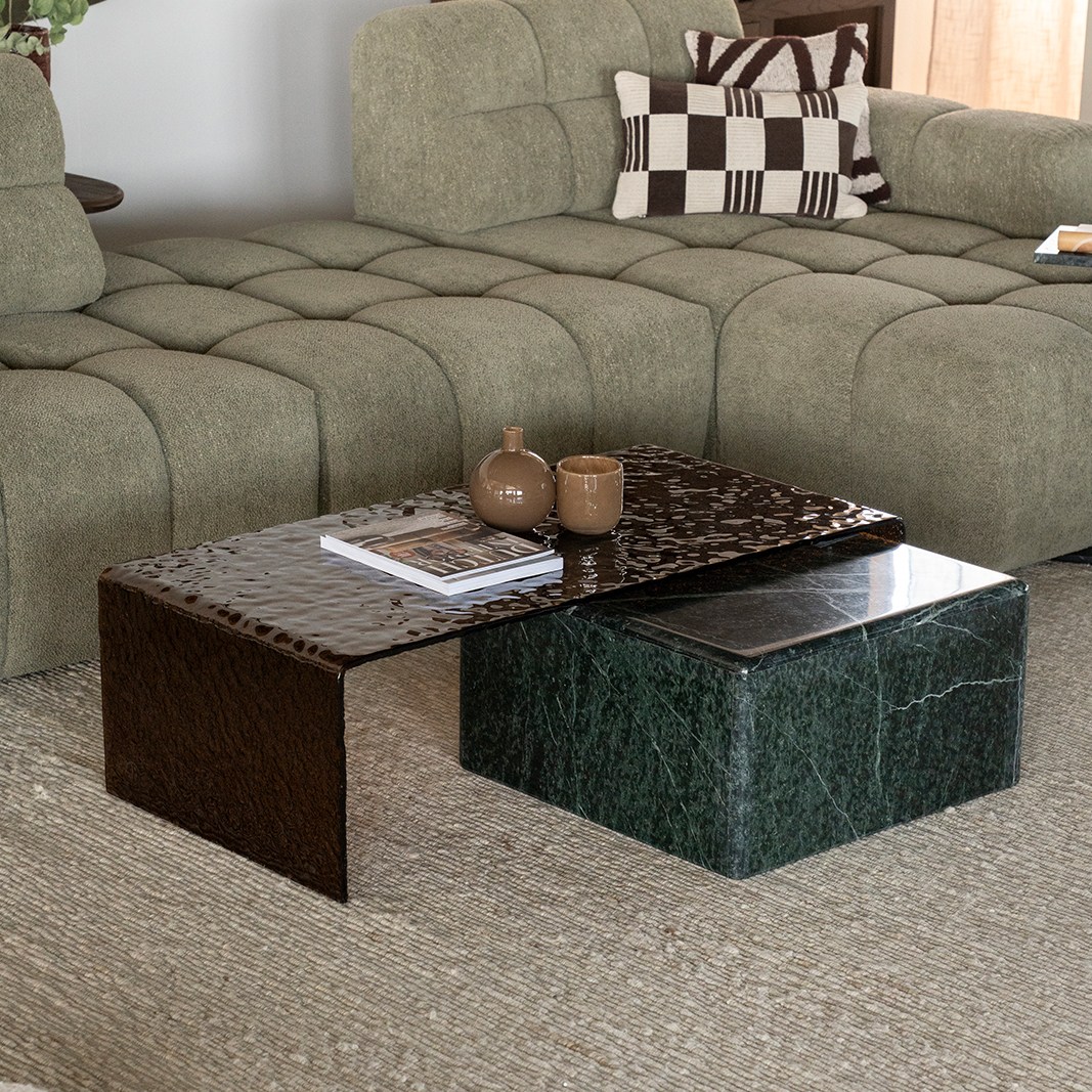 Salontafel Ripple - Bruin - Glas - By Boo