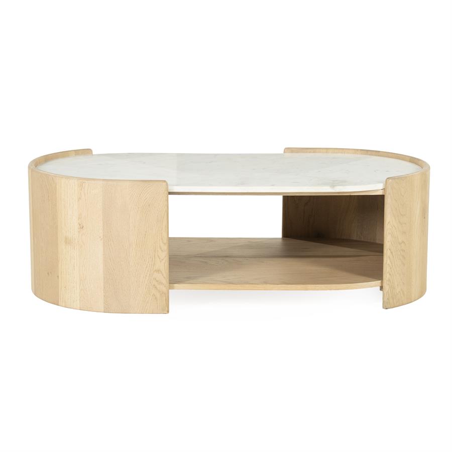 Salontafel Don - Naturel - Eiken hout, eiken fineer en marmer - Eleonora