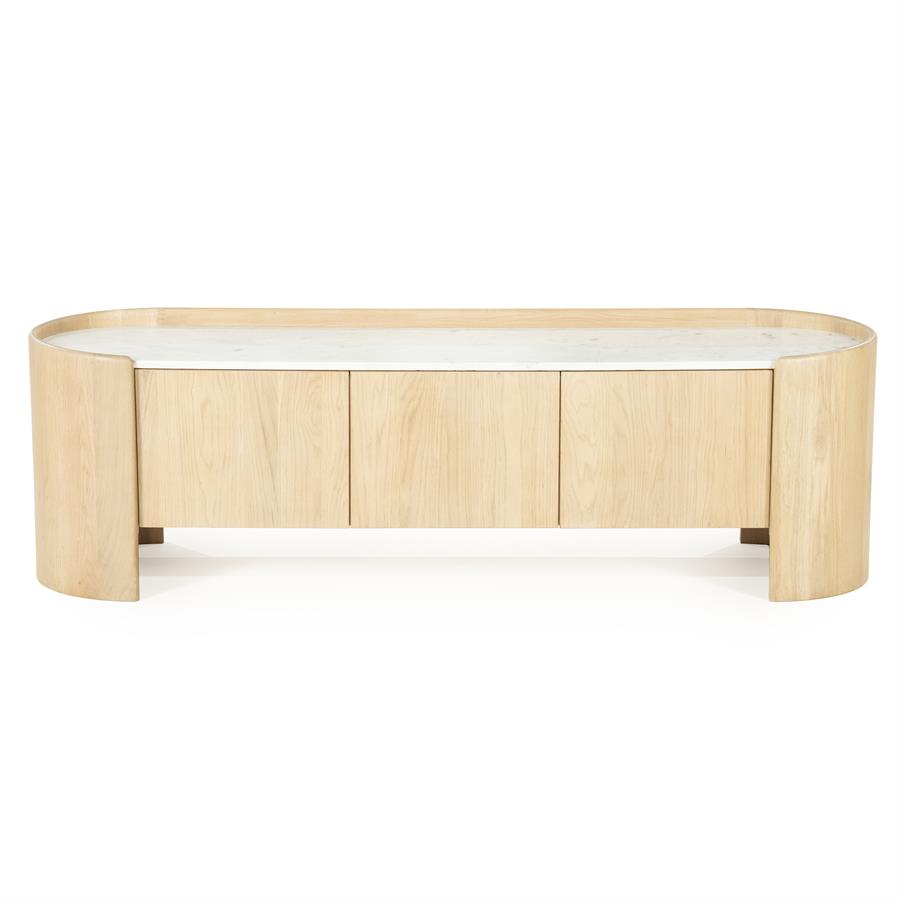 Tv-Meubels Don - Bruin - Eiken hout, eiken fineer en marmer - Eleonora
