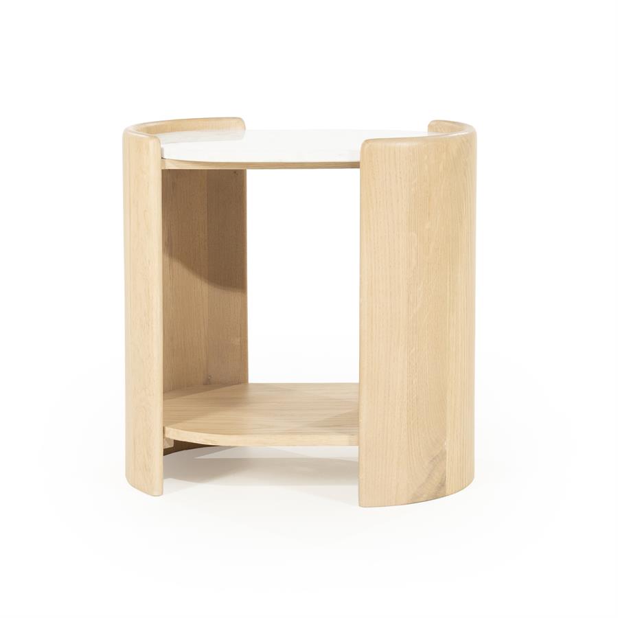 Bijzettafel Don - Naturel - Eiken hout, eiken fineer en marmer - Eleonora