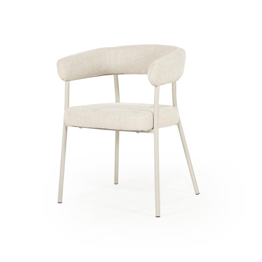 Eetkamerstoel Yovi - Zonder armleuning - Beige - Boucle - Japandi - By Boo