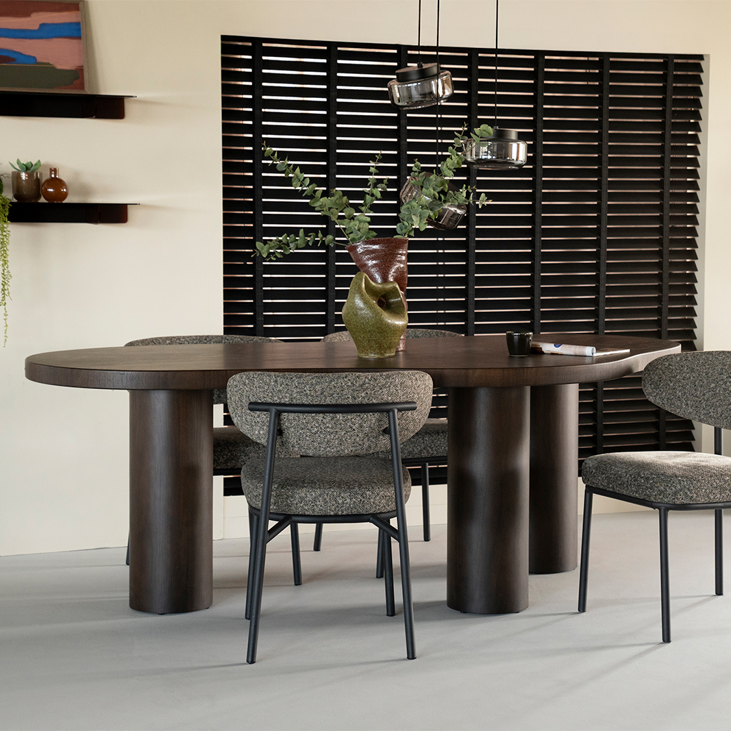 Eetkamertafel Bobbie - Bruin - Walnoot fineer - Eleonora