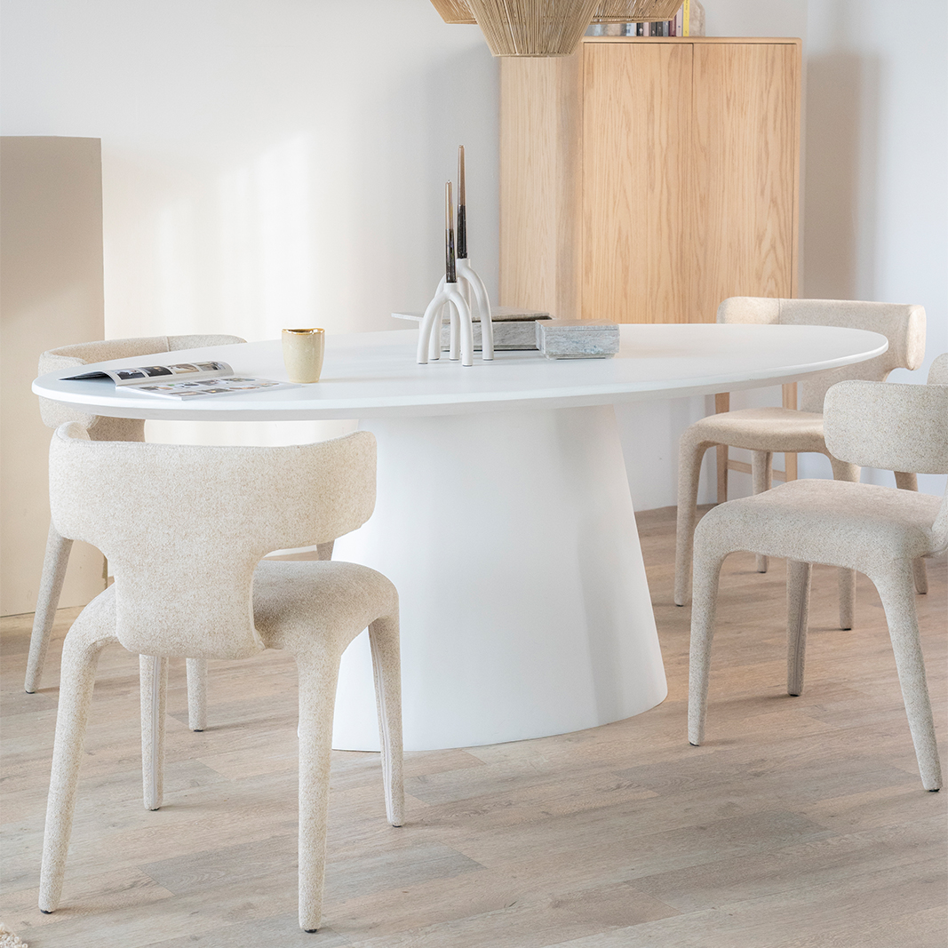 Eetkamertafel Elin - Wit - Magnesium Oxide & glass fibre - Eleonora