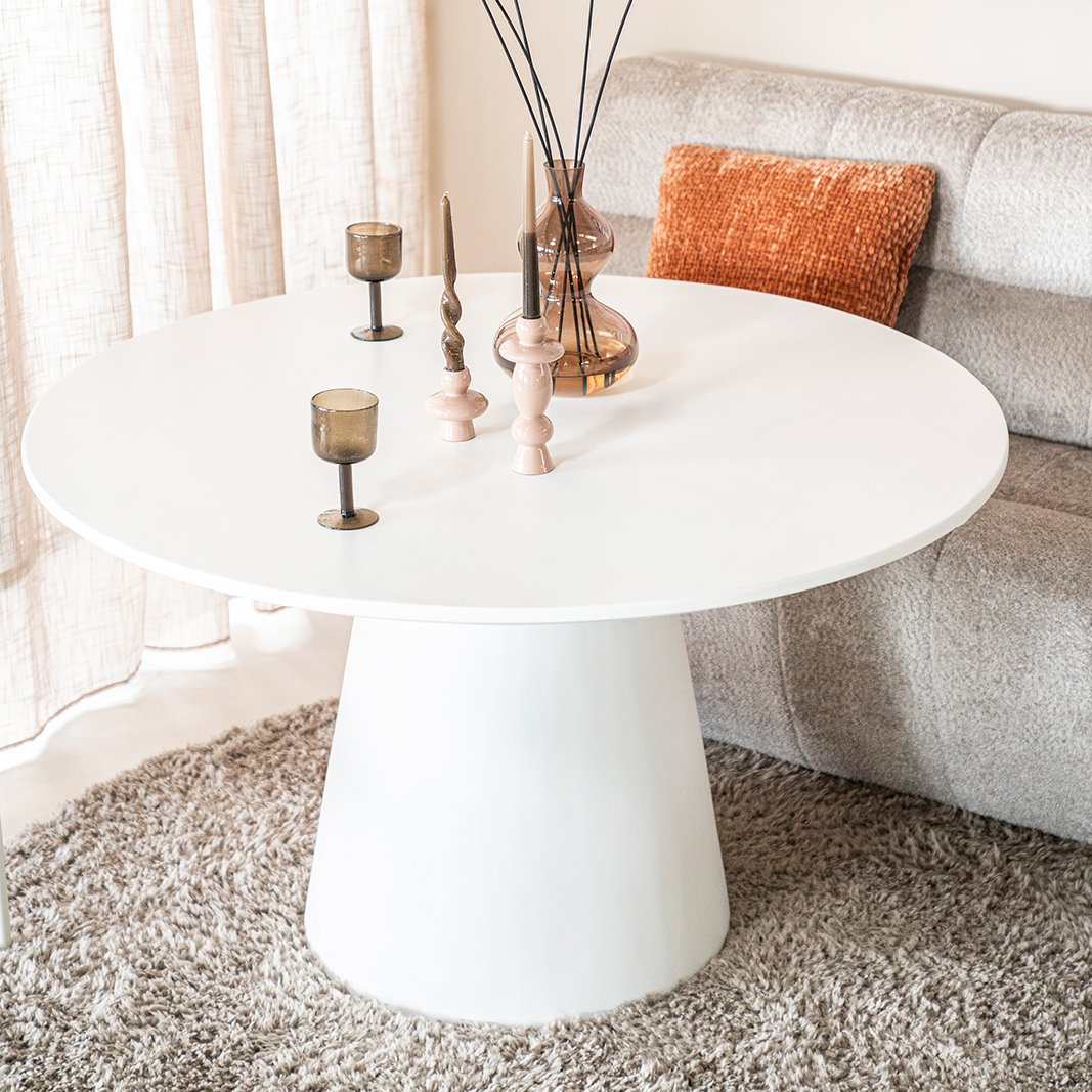 Eetkamertafel Elin - Wit - Magnesium Oxide & glass fibre - Eleonora