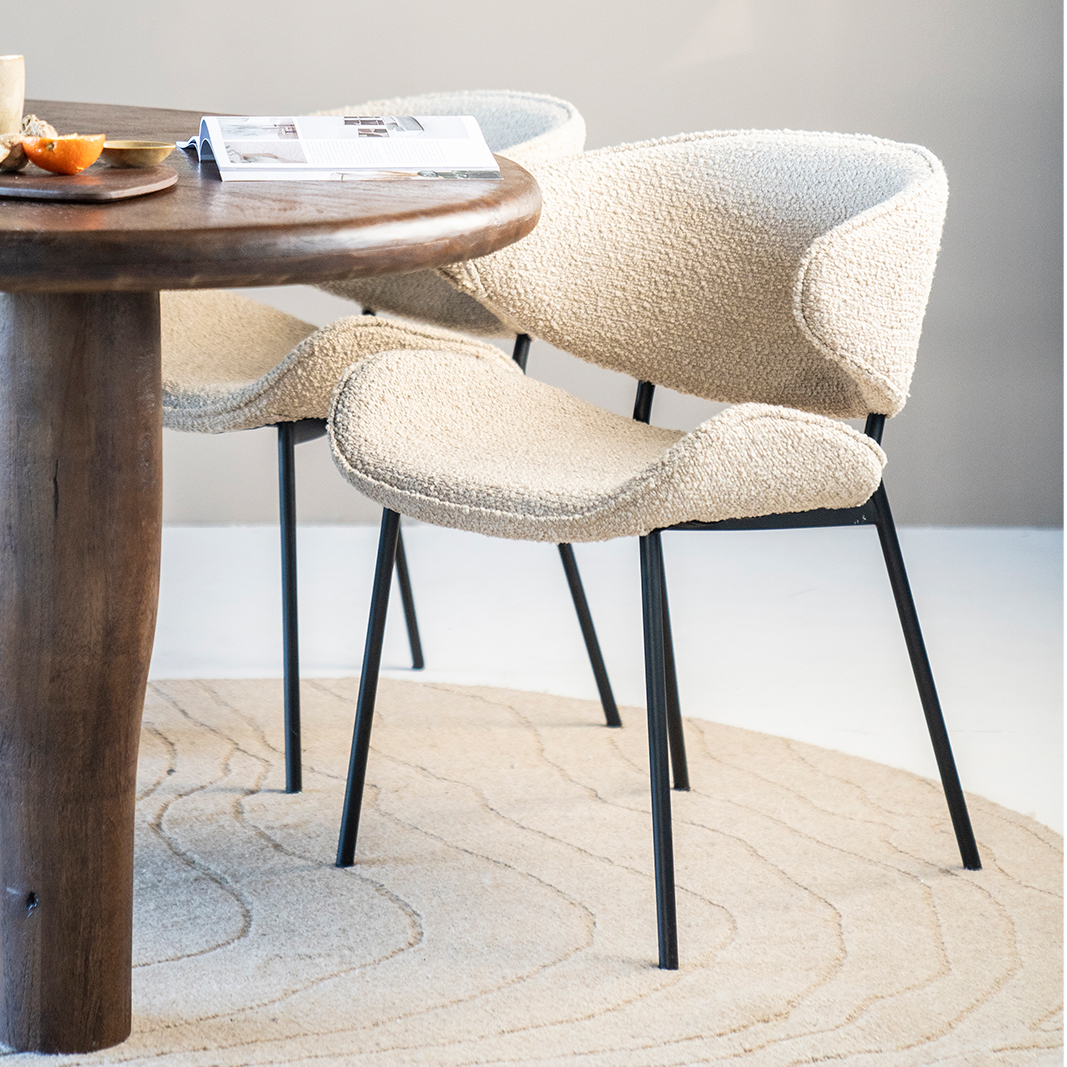 Eetkamerstoel Tess - Zand - Boucle - Eleonora