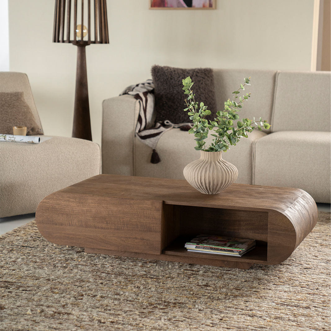 Salontafel King - Bruin - Mango hout & mango fineer - Eleonora