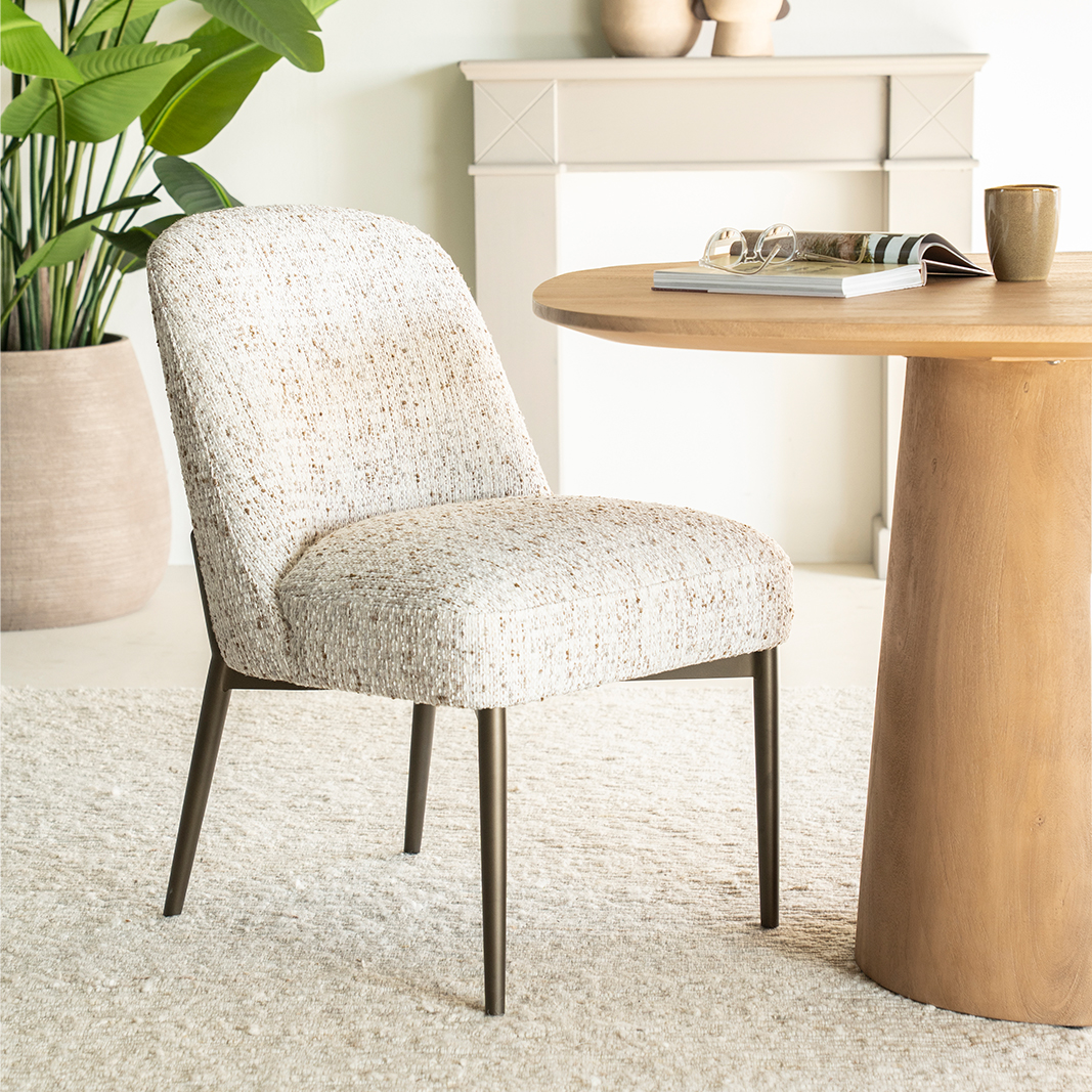 Eetkamerstoel Tobias - Beige - Stof - Eleonora