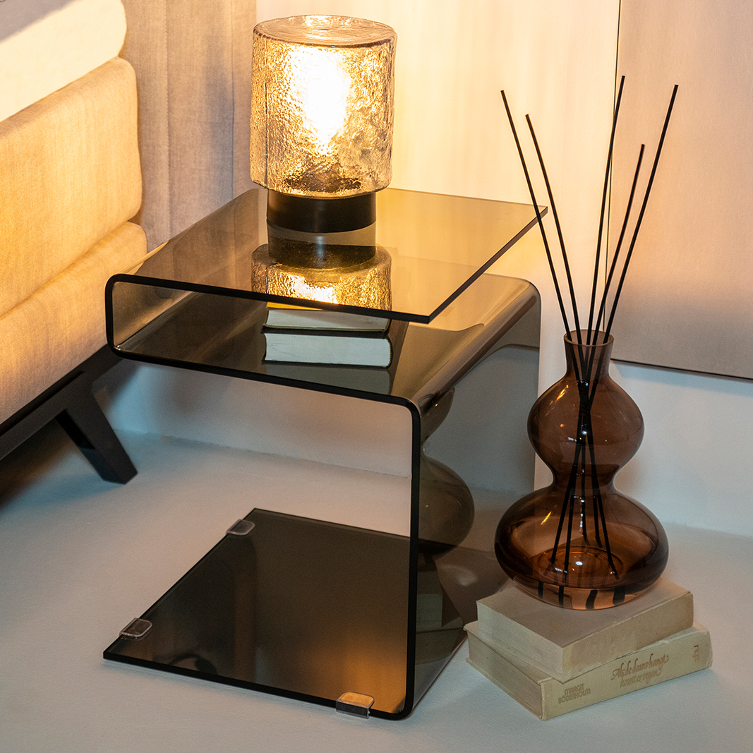 Bijzettafel Shadow - Bruin - Glas - By Boo