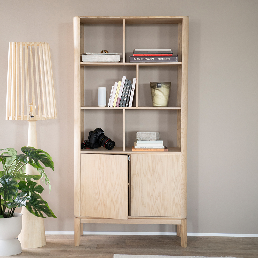 Boekkasten Harvey - Naturel - Eiken hout en veneer - Eleonora