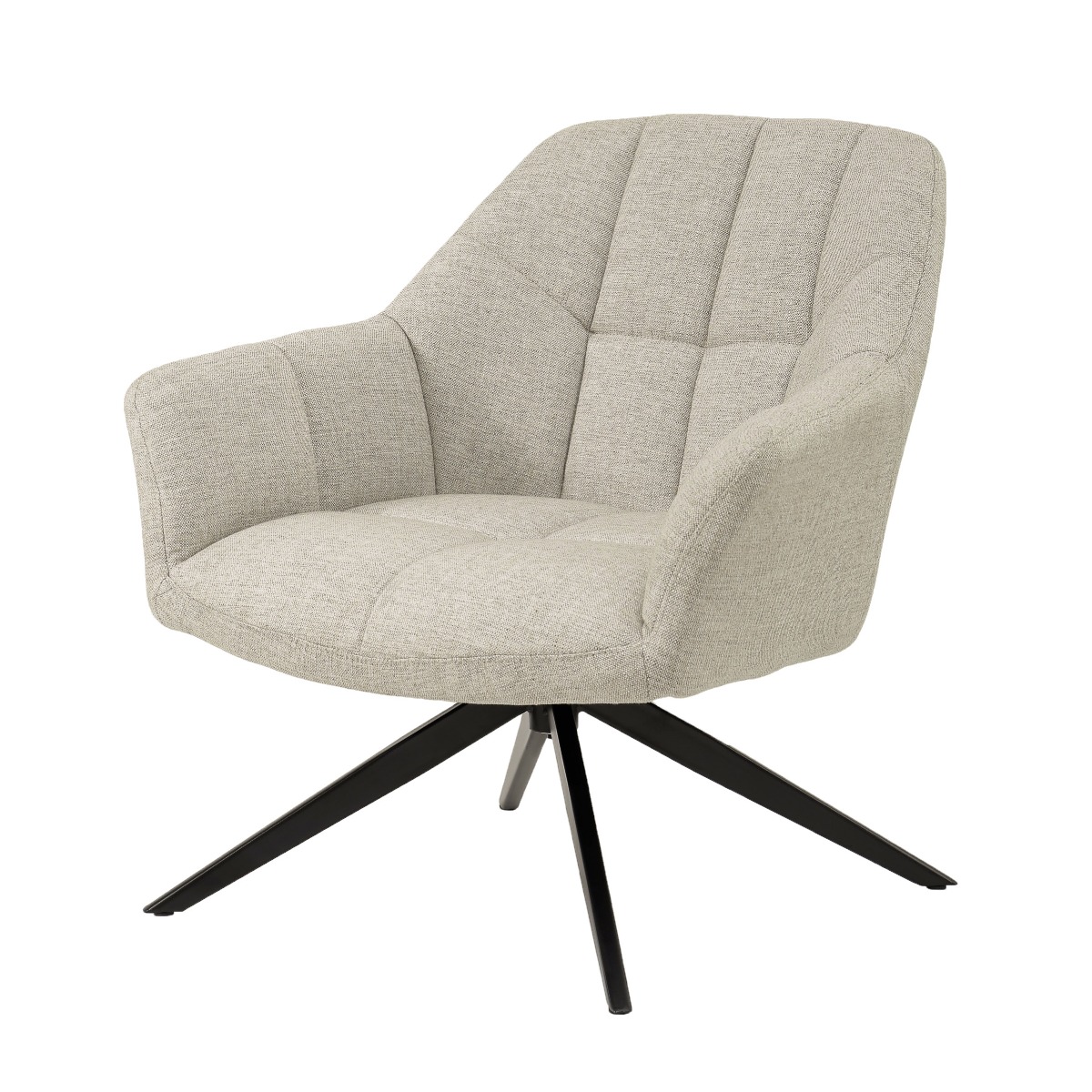 Fauteuil Tom - Beige - Stof, Gecoat staal - Living Furn