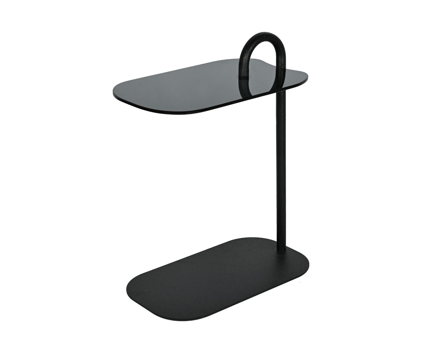 Bijzettafel Amy - Zwart - Glas, Gecoat staal - Brix