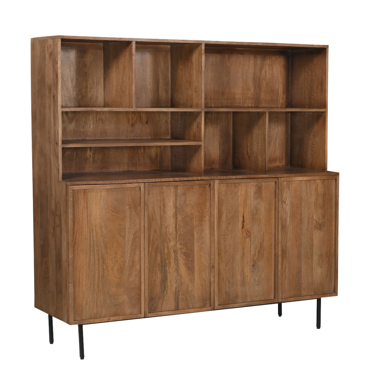 Bergkast Elan - Natural - Mangohout, Gecoat staal - Living Furn