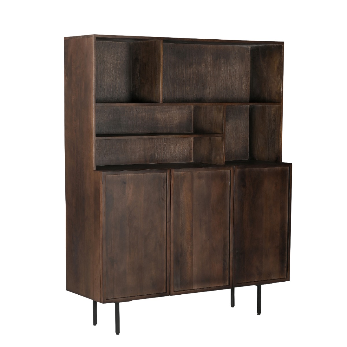 Bergkasten Elan - Walnoot - Mangohout, Gecoat staal - Living Furn