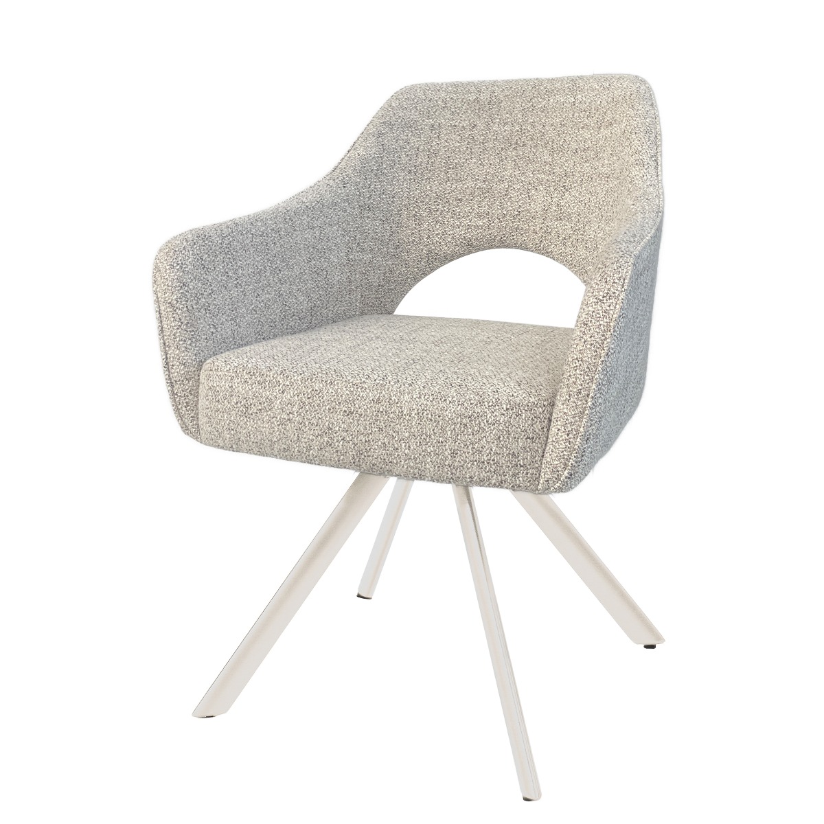 Eetkamerstoel Helen - Beige - Stof, Gecoat staal - Living Furn