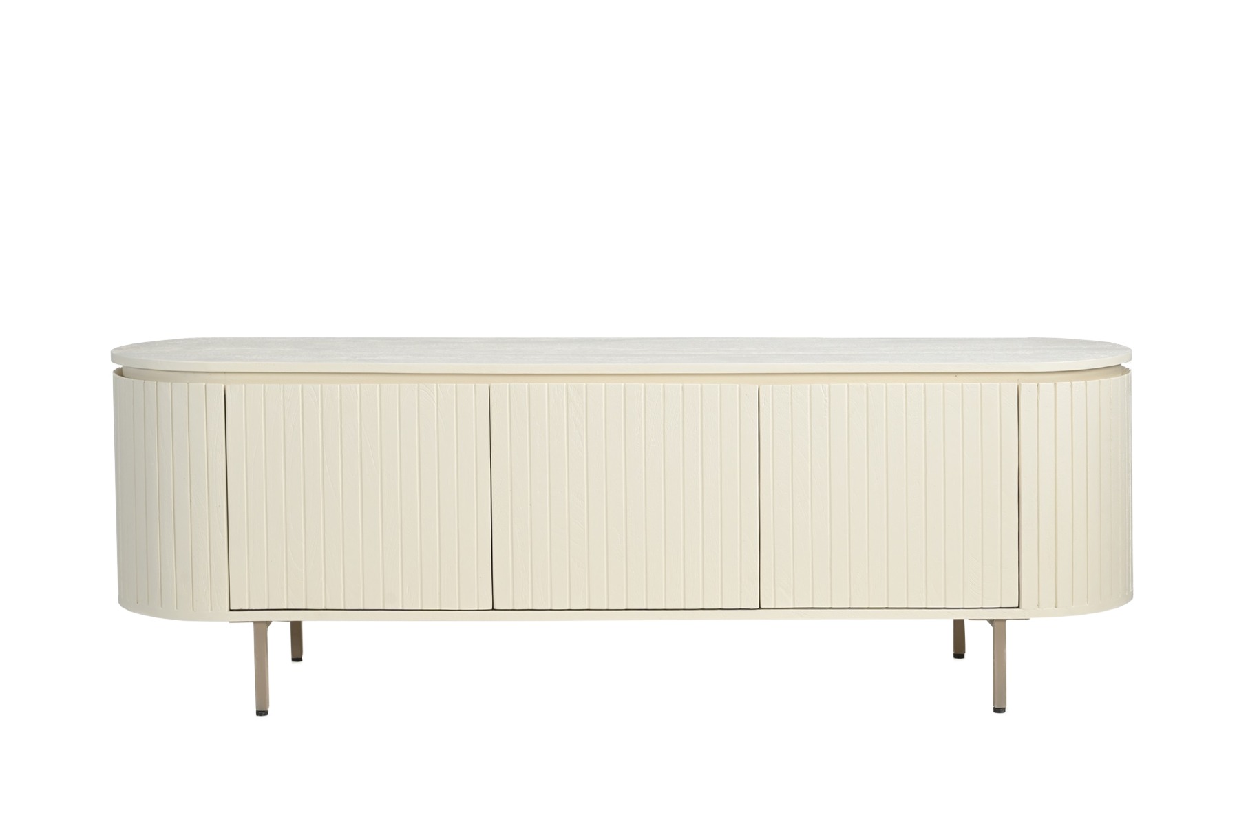 Tv-meubel Patou - Beige - Mangohout, Gecoat staal - Living Furn