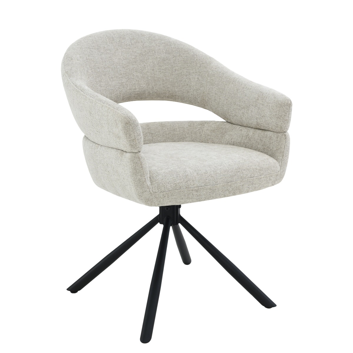 Eetkamerstoel Linn - Beige - Stof, Gecoat staal - Living Furn