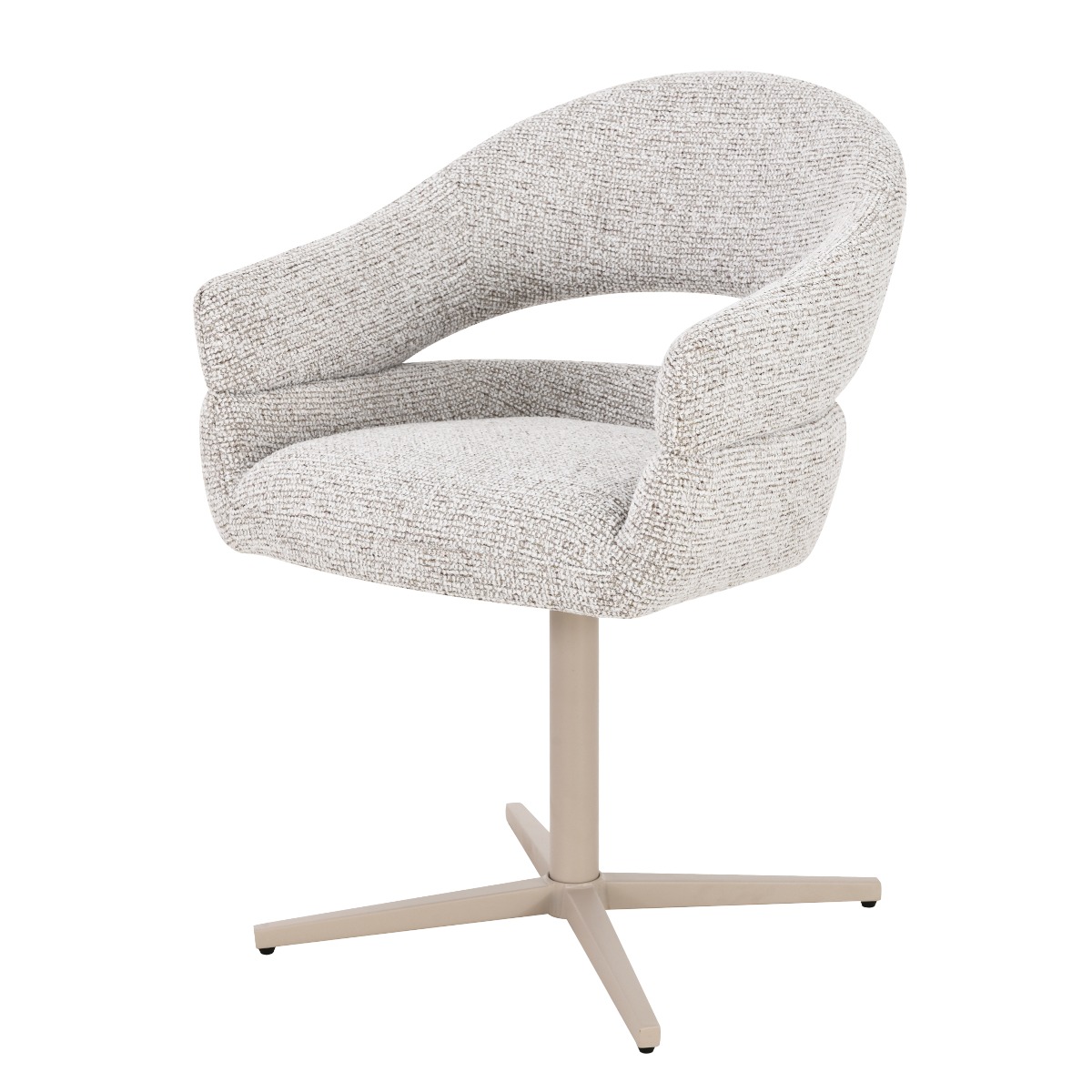 Eetkamerstoel Jade - Beige - Stof, Gecoat staal - Living Furn