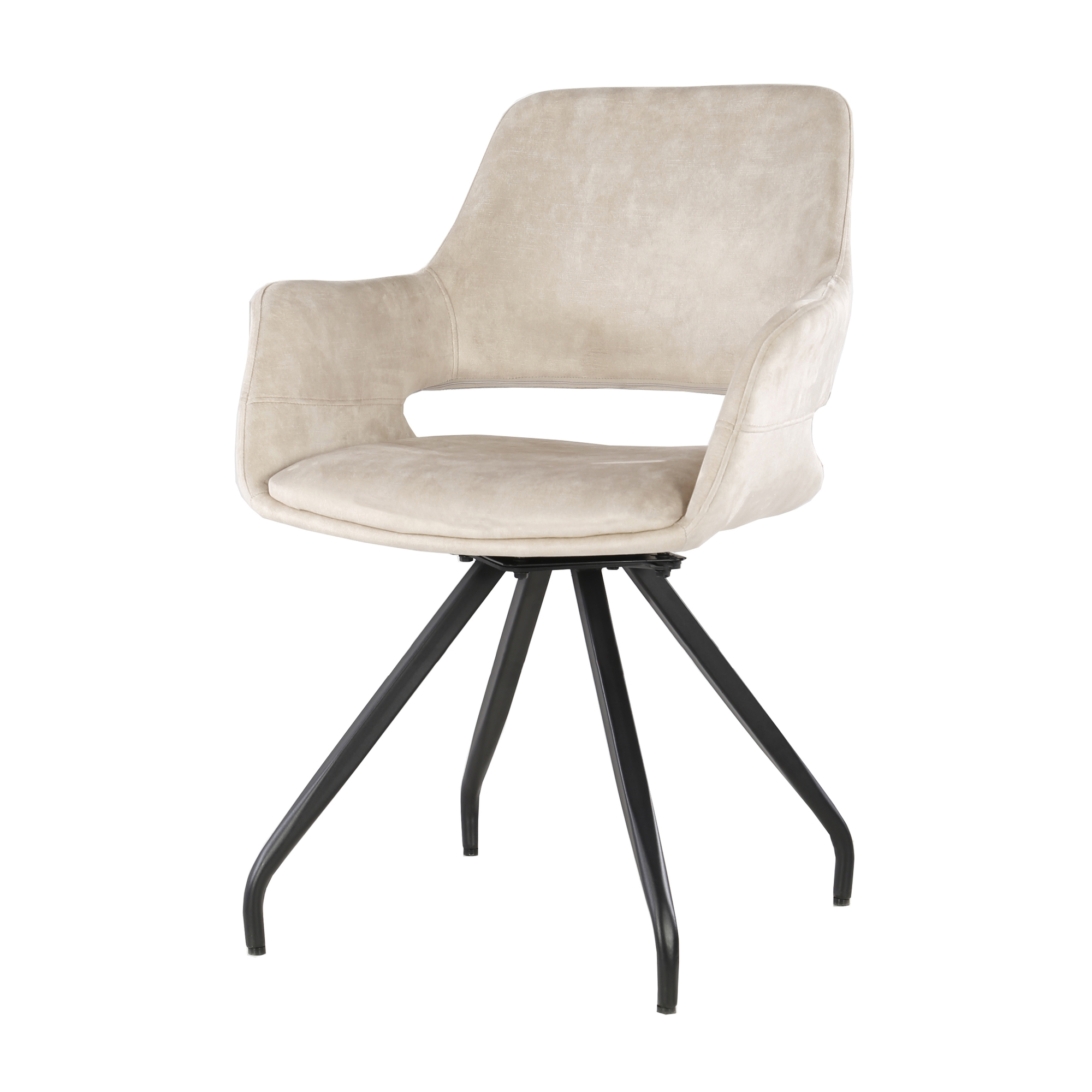 Eetkamerstoel Capp - Zonder armleuning - Beige - Geweven - Living Furn