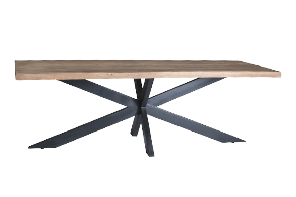 Eetkamertafel Sturdy - Natural - Mangohout, Gecoat staal - Living Furn