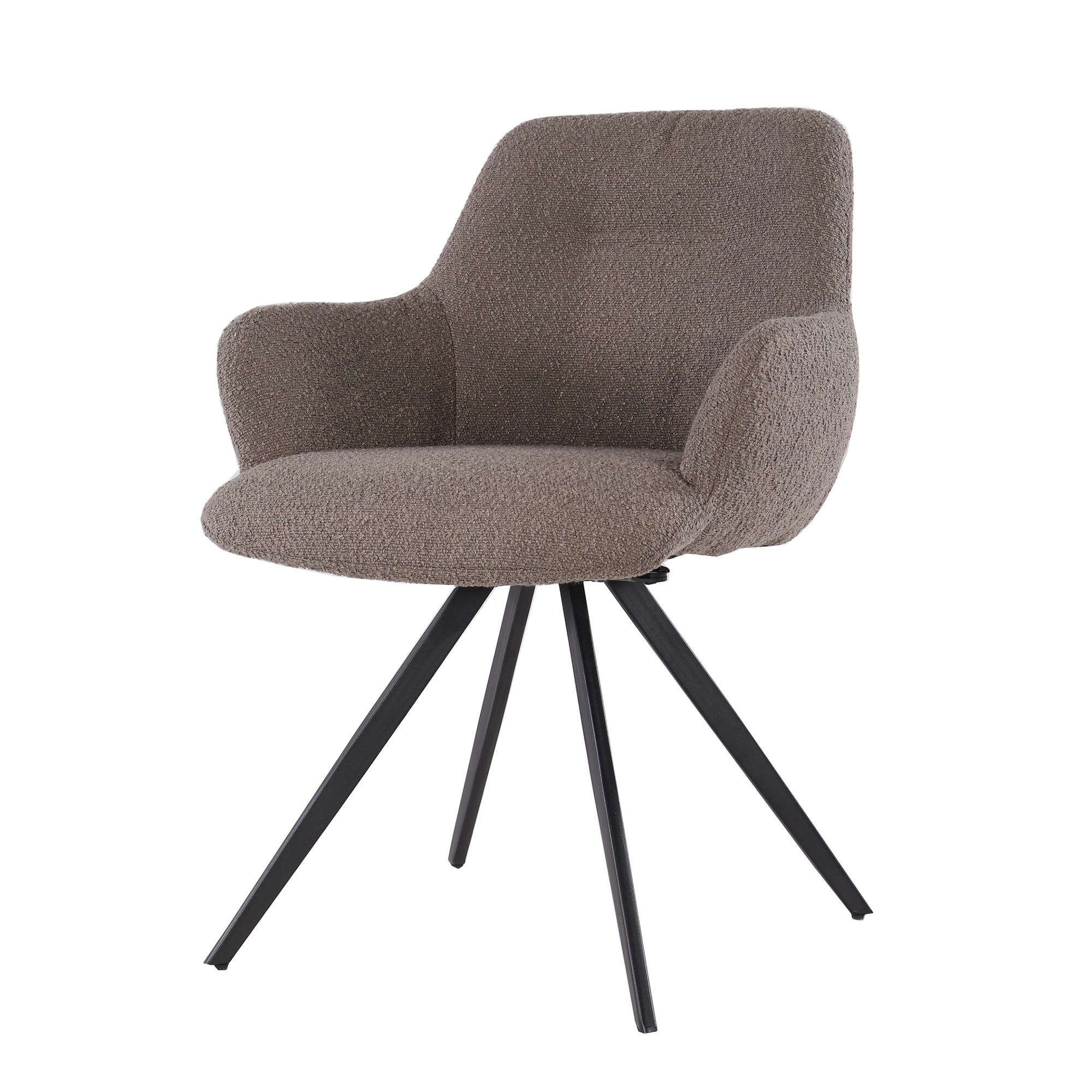 Eetkamerstoel Doreen - Bruin - Stof, Gecoat staal - Living Furn