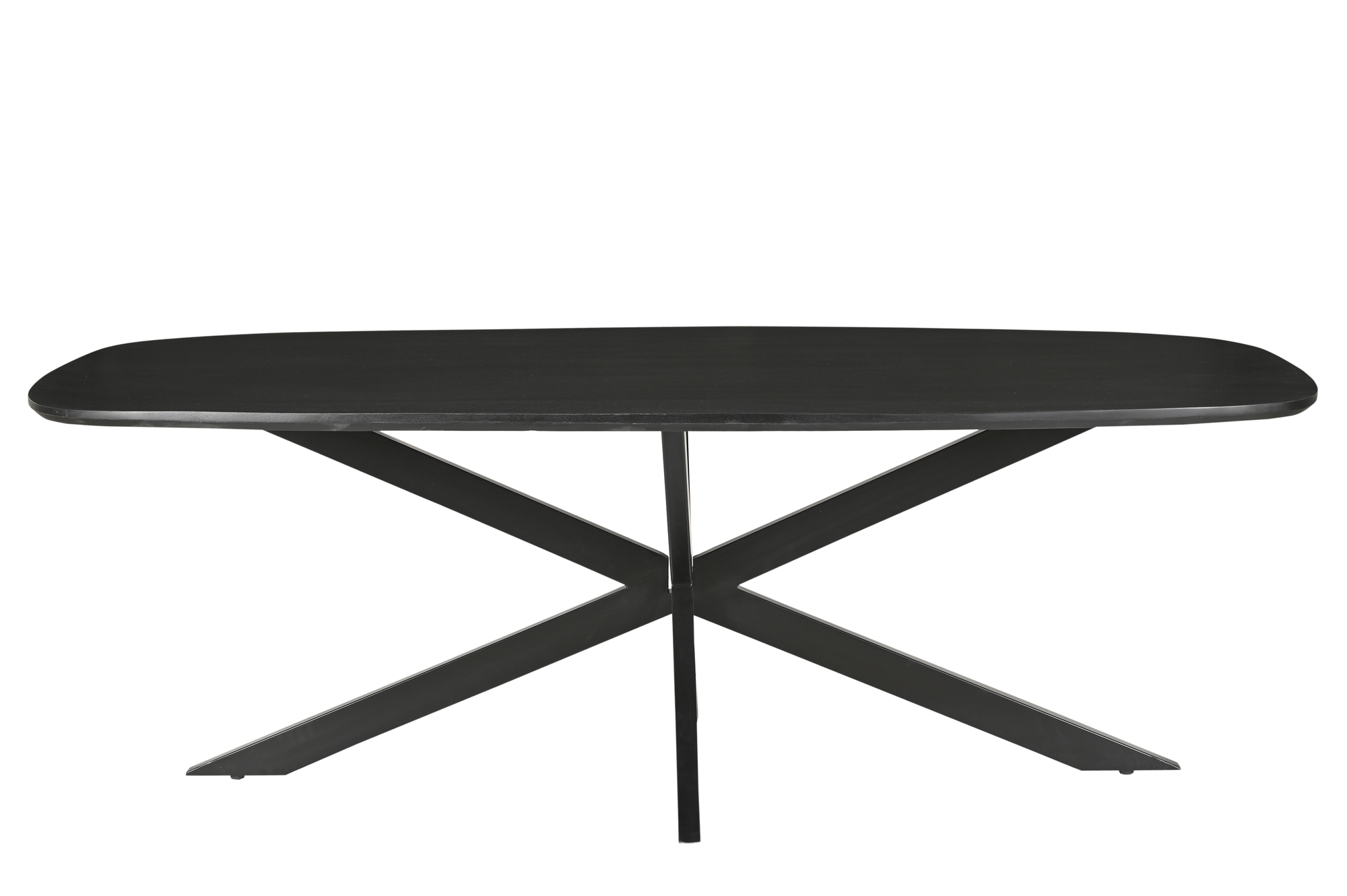 Eetkamertafel Jesper - Zwart - Mangohout, Gecoat staal - Living Furn