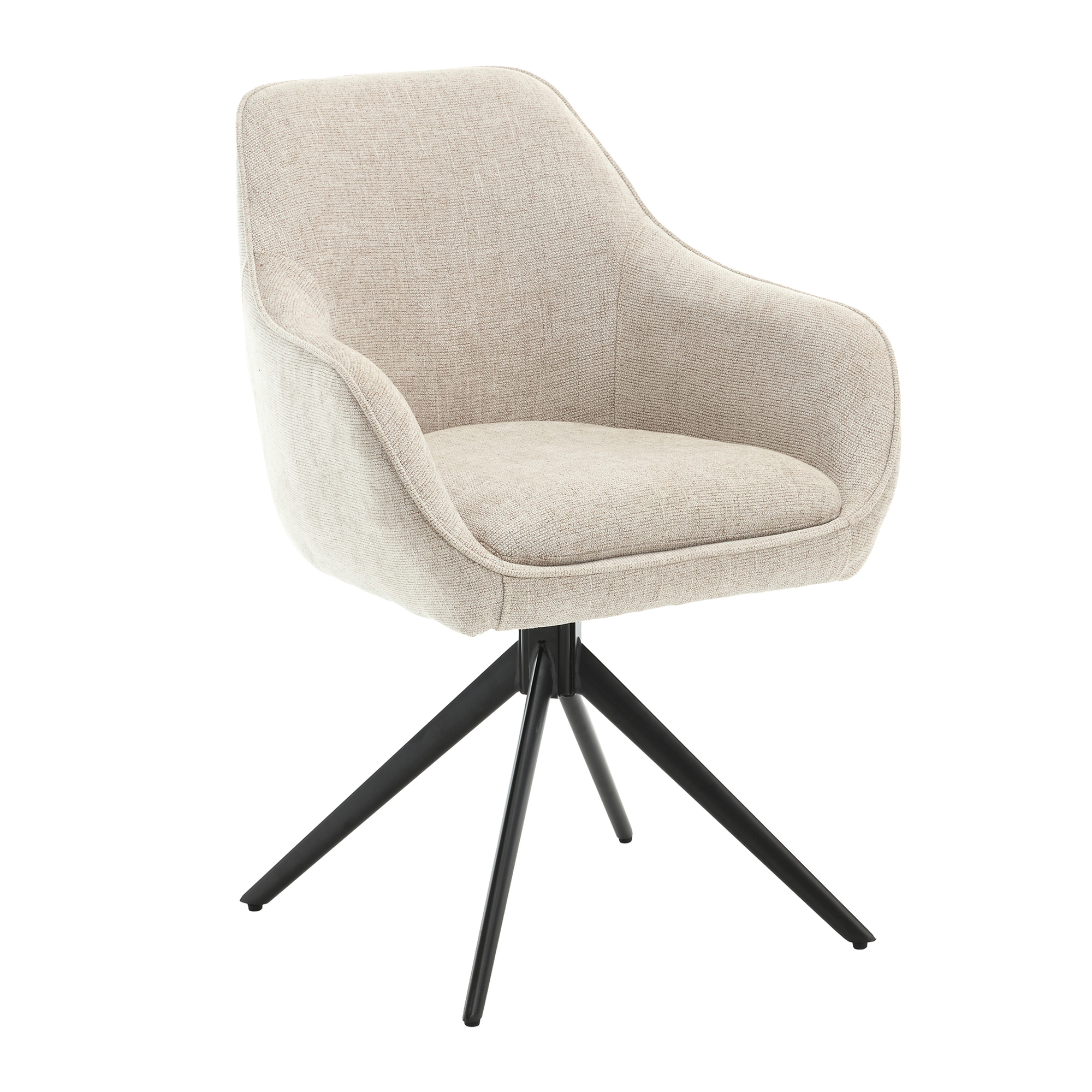 Eetkamerstoel Thomas - Beige - Stof, Gecoat staal - Living Furn