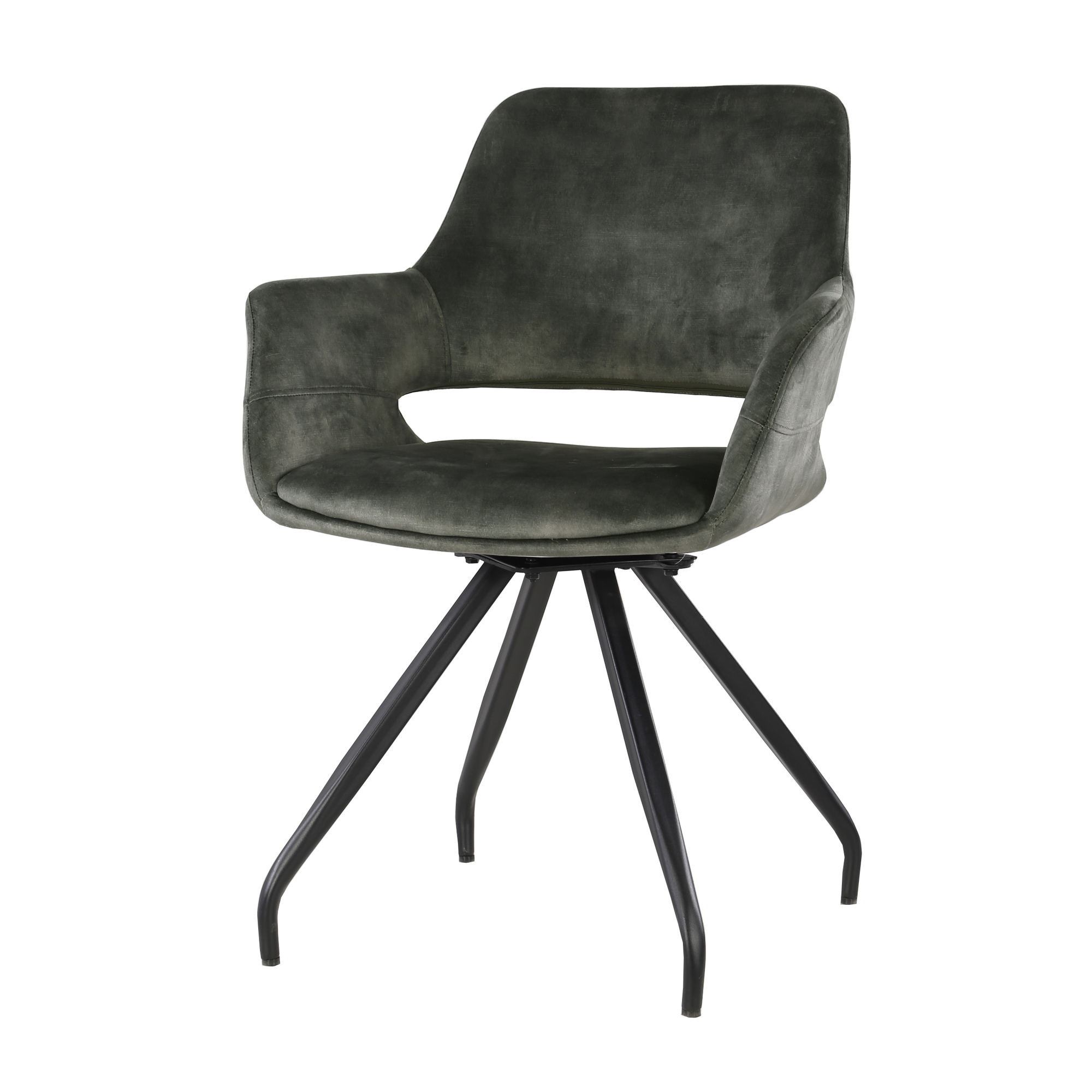 Eetkamerstoel Capp - Olive - Stof, Gecoat staal - Living Furn