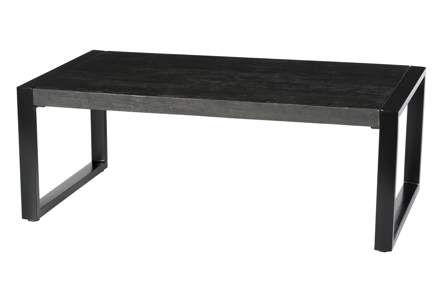 Salontafel Norris - Zwart - Mangohout, Gecoat staal - Living Furn
