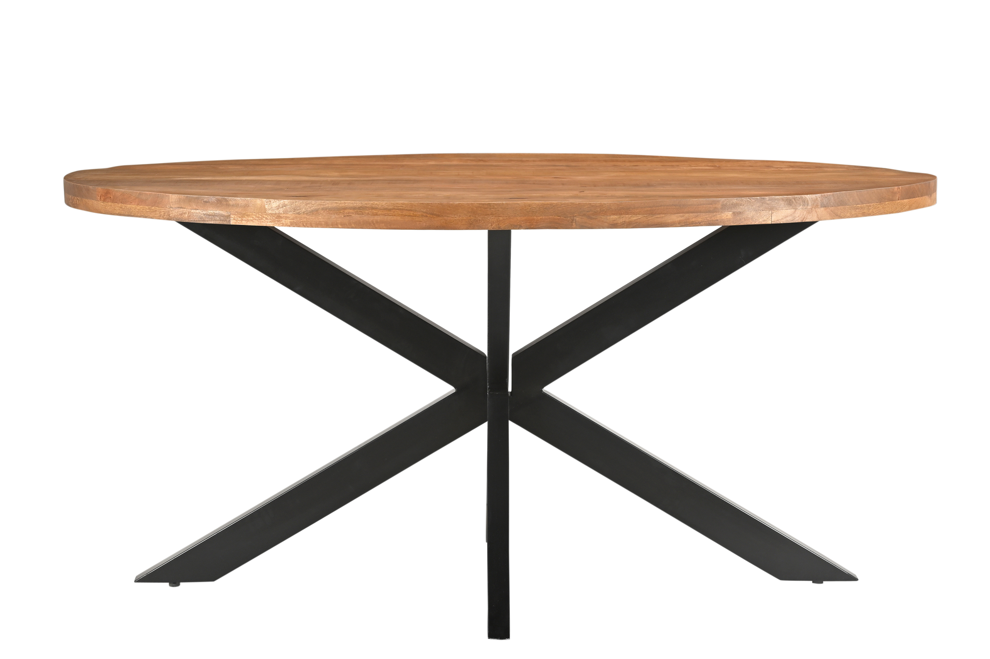 Eetkamertafel Rocky - Natural - Mangohout, Gecoat staal - Living Furn